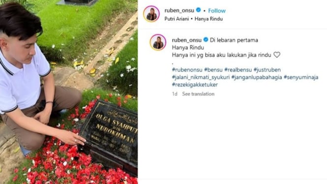 Momen Haru Kunjungi Makam Olga Syahputra, Ruben Onsu: Hanya Rindu