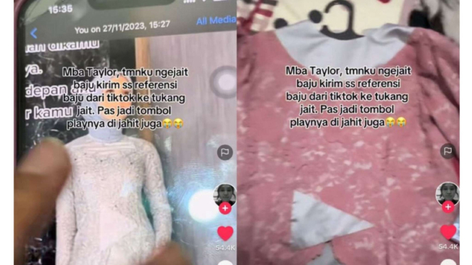 Viral Wanita Kirim Tangkapan Layar TikTok untuk Jahit Baju, Tombol ‘Play’ Ikut Dijahit