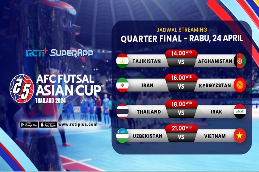 Jadwal 8 Besar AFC Futsal Asian Cup Thailand 2024, Tonton di RCTI+